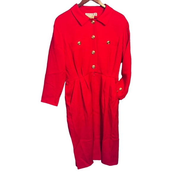 Jaegar Bright Red Vintage Great Britain Business Dress - Picture 1 of 7